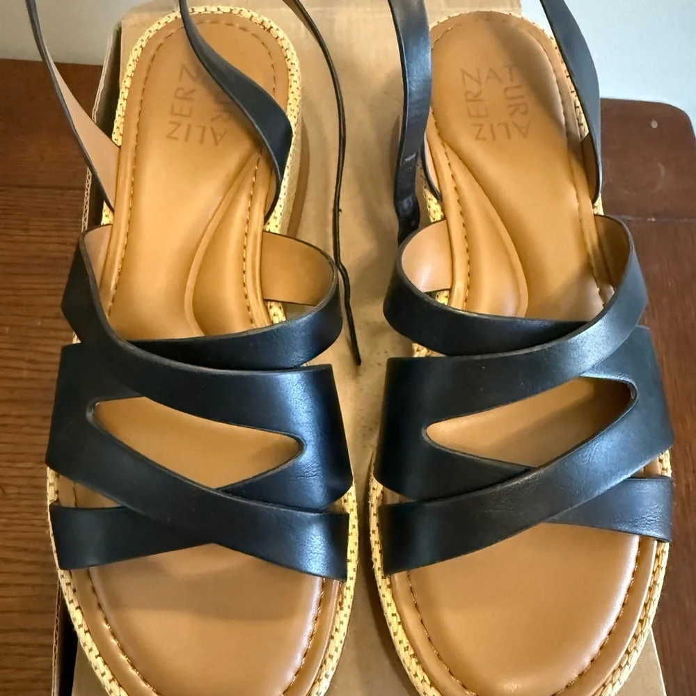 Naturalizer‎ Riley black platform sandals NEW 8